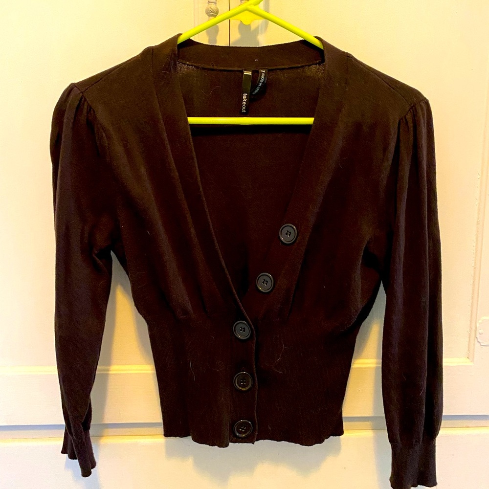 Brown v neck with buttons sweater size M